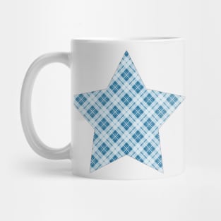 Trendy Light Blue tartan pattern Star Mug